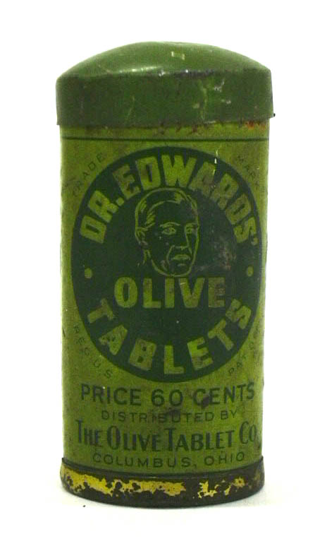 Image for Dr Edwards' Olive Tablets laxative empty tin Columbus OH ca 1930s