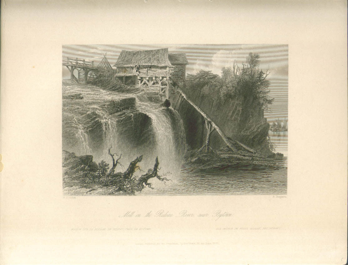 Image for Rideau River Mill Bytown ON Bartlett engraving 1841