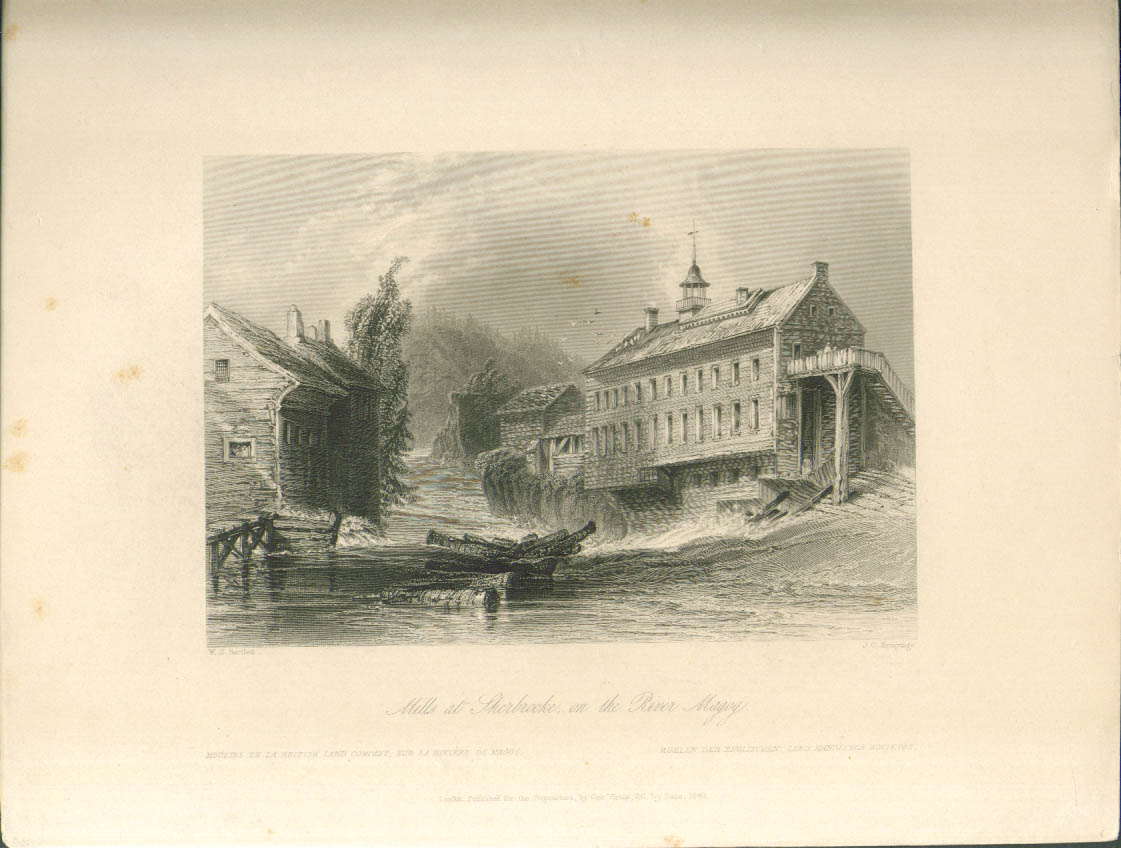 Image for Mills Sherbrooke Magog River Bartlett engraving 1840
