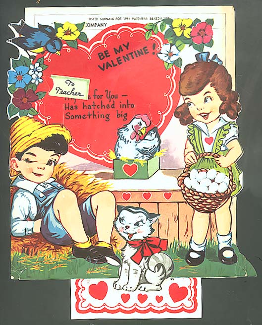 Image for 3-D Valentine to Teacher Salesman Sample Curran Co 1954