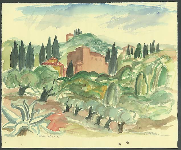 Image for Frank ? Ackerman original watercolor "Near Florence"