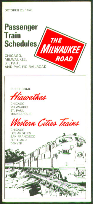 Image for Milwaukee Road Passenger Timetables 1970