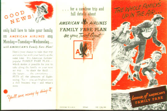 Image for American Airlines Family Fare Plan folder 1954