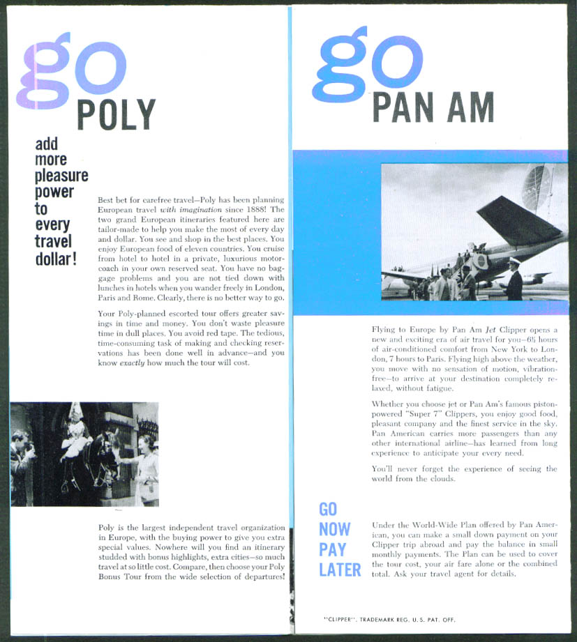 Image for Pan Am Go Europe Poly Bonus Tours folder 1959