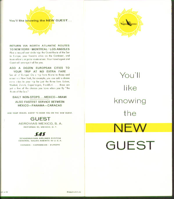 Image for The New Guest Aerovias Mexico Airlines to Europe folder 1959