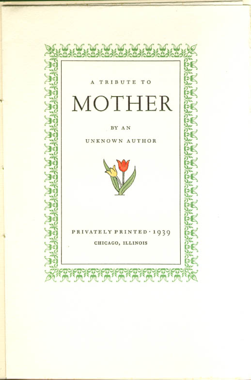 Image for Tribute to Mother 1939 Norman Forgue Chicago