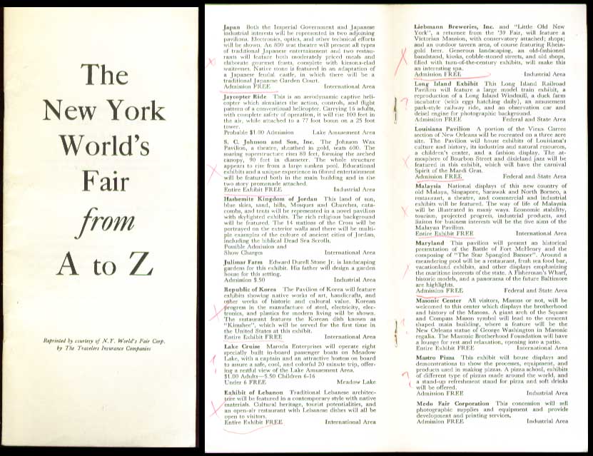 Image for Travelers Insurance 1964 NY World's Fair A to Z