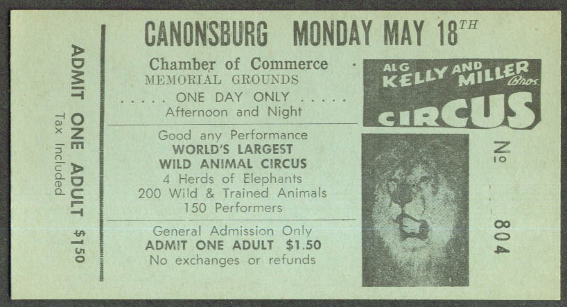 Image for Al G Kelly & Miller Bros Circus ticket Canonsburg PA