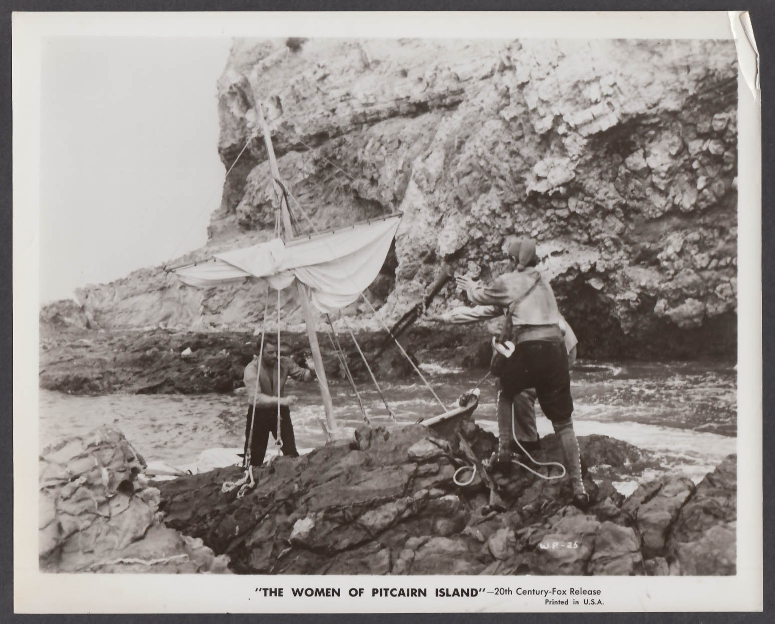 The Women of Pitcairn Island 8x10 photo 1956 men hoisting sail