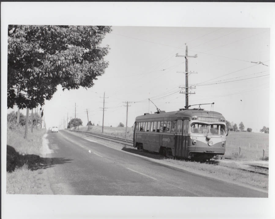 Image for Red Arrow Lines streetcar #13 West Chester route Edgemont PA photo 1954