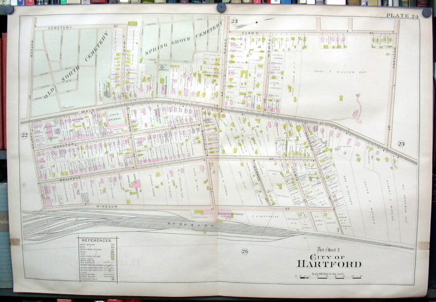 Image for Hartford CT map 1896 Ward 5 Part: State Arsenal, Washburn Car Wheel, cemeteries