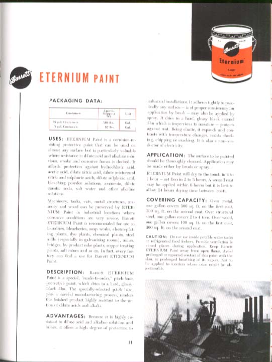 Image for Barrett Protective Paints Cements & Coatings catalog 1950s