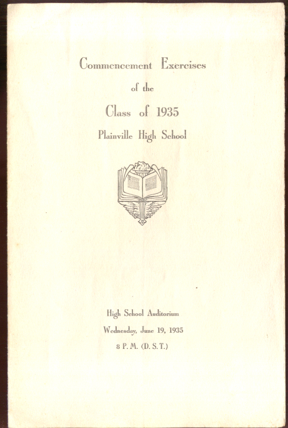 Image for Plainville High School Commencement Exercises Program 1935 CT