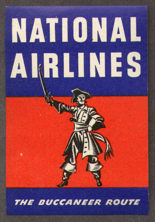 Image for National Airlines The Buccaneer Route baggage sticker 1950s