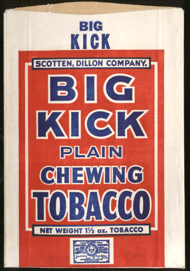 Image for Big Kick Chewing Tobacco unused pouch Scotten Dillon Co ca 1940s