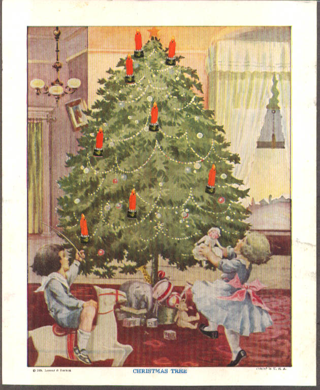 Image for Christmas Tree Sunday School Attendance On-Time Plan card & stickers 1926