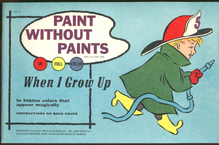 Image for Paint Without Paints When I Grow Up Platt & Munk coloring book 1960