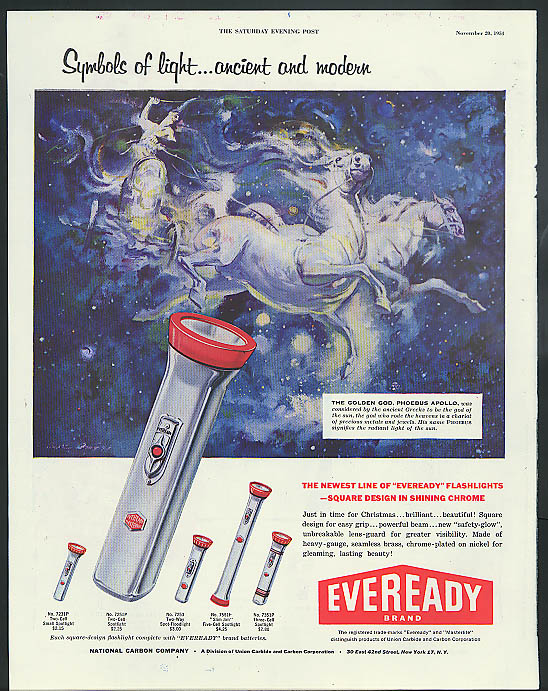 Image for Symbols of light ancient & modern Eveready Flashlight ad 1954
