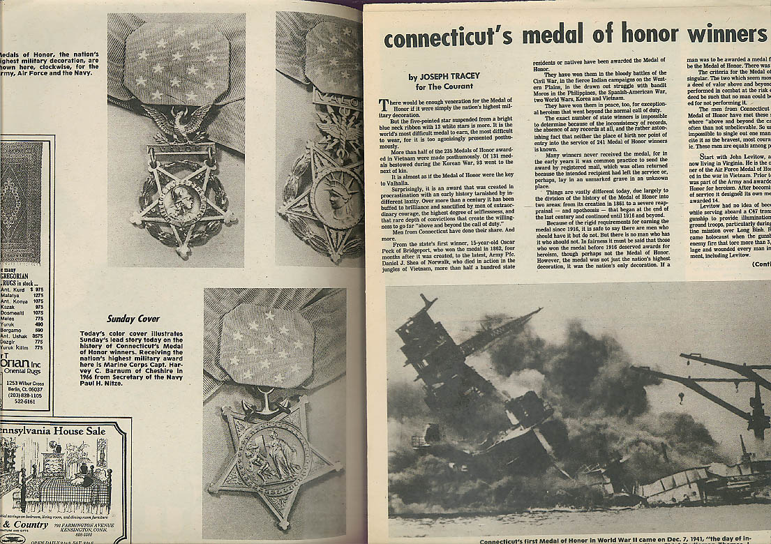 Hartford Courant SUNDAY 1977: CT Medal of Honor Winners ...