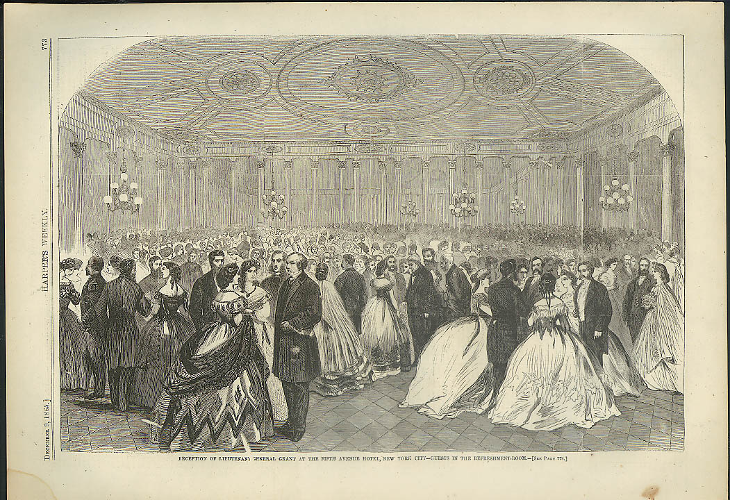 Image for Guests at Lt-Gen U S Grant Reception 5th Ave Hotel NYC Harper's Weekly page 1865