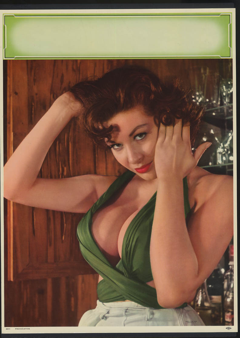 Image for Provocative pin-up calendar print 1960 brunette cleavage A Fox #8811 1960