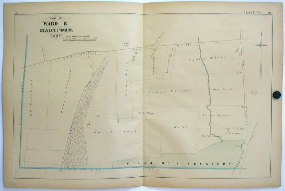 Image for Hartford CT Map 1880 Ward 8 Seymour Waters Clark Atwood Westfall Fairfield Av