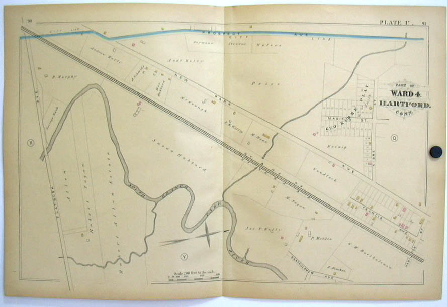 Image for Hartford CT Map 1880 Ward 4 Hubbard Kibbe Plat Allen Fagan NY NH RR Flatbush
