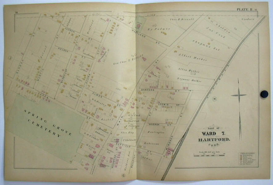 Image for Hartford CT Map 1880 Ward 7 Spring Grove Cemetery Gen Hillyer Washburn Car Wks