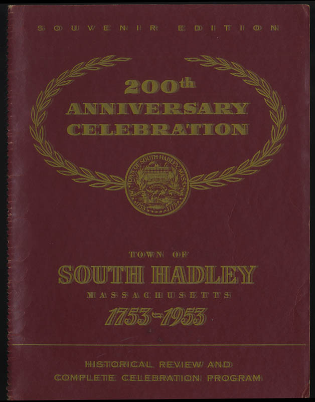 Image for South Hadley Massachusetts 200th Anniversary Celebration Program 1953