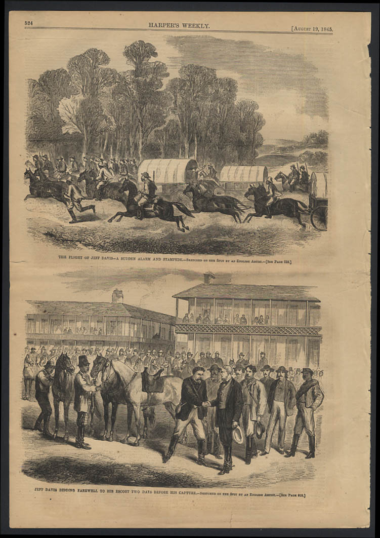 Image for HARPER'S WEEKLY 8/19 1865 Jefferson Davis on the run 2 days before capture