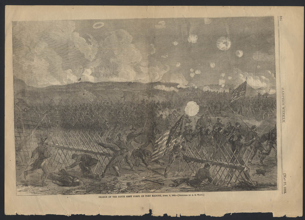 Image for HARPER'S WEEKLY 5/27 1865 Charge of 9th Army Corps on Fort Mahone