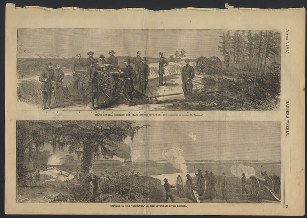 Image for HARPER'S WEEKLY 1/7 1865 Gen Sherman before Savannah; capture of CSS Resolute