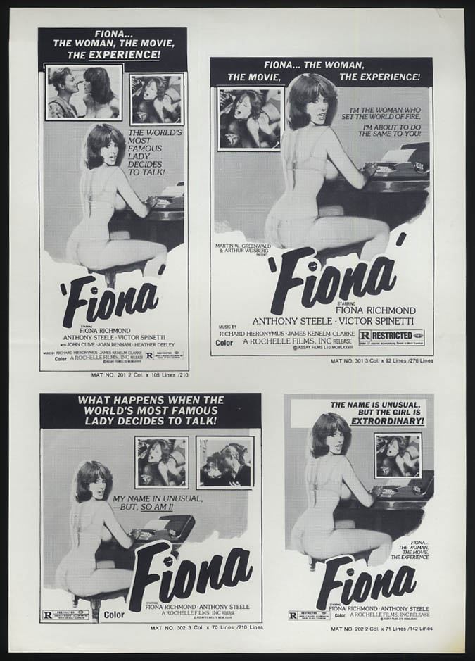 Image for Fiona movie ad mat sheet 1977 starring Fiona Richmond