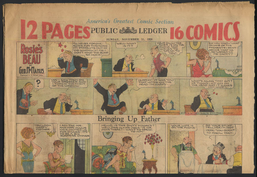Image for Philadelphia Public Ledger comics 11/11 1928 Little Orphan Annie ++