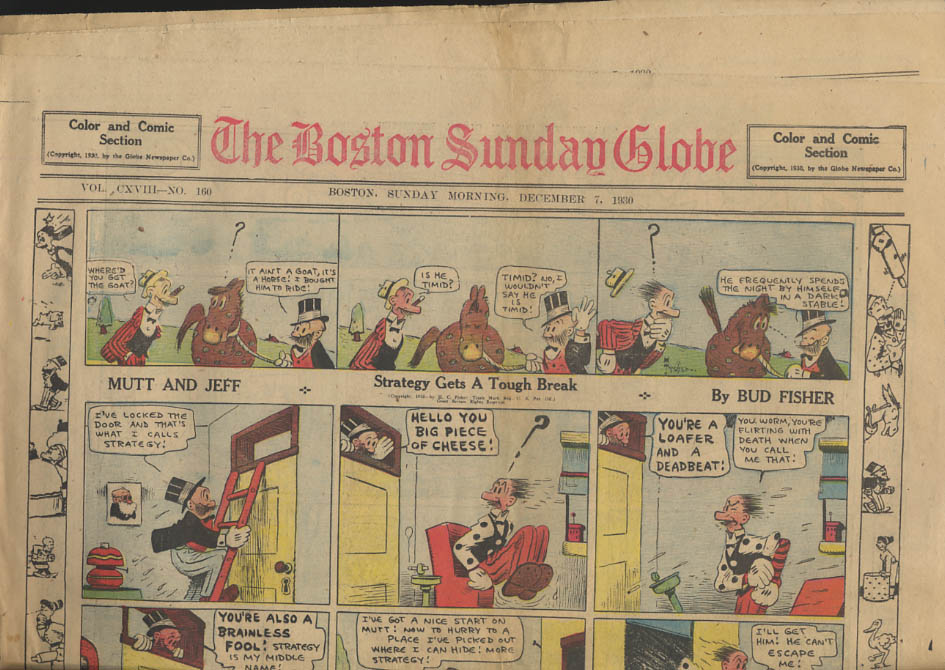 Image for Boston Sunday Globe comics 12/7 1930 Tailspin Tommy Mutt & Jeff ++