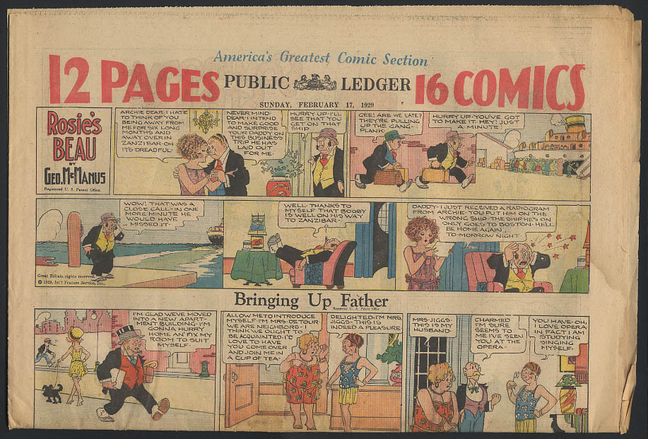 Image for Philadelphia Public Ledger comics 2/17 1929 Little Orphan Annie ++