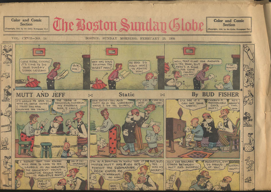 Image for Boston Sunday Globe comics 2/23 1930 Mutt & Jeff Tailspin Tommy