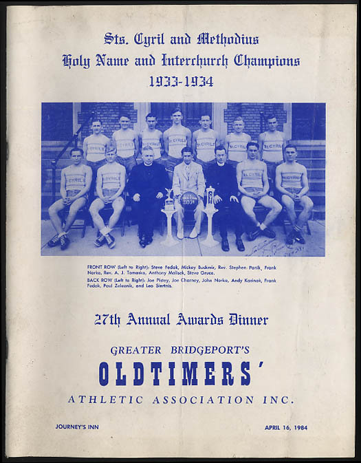 Image for Greater Bridgeport Oldtimers Athletic Assn Awards Dinner Program 1984 CT