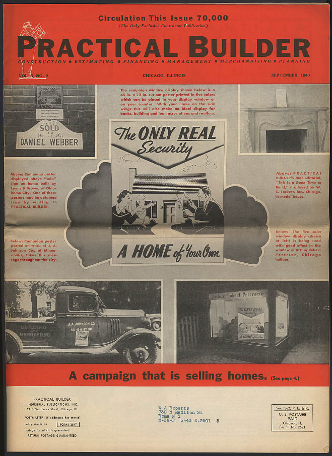 Image for PRACTICAL BUILDER 9 1940 Berdell Hills St Louis MO; selling homes tips