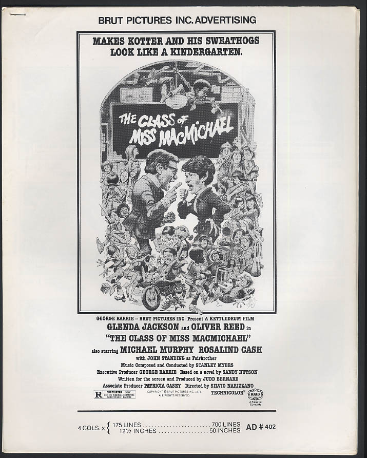 Image for The Class of Miss MacMichael Promotion sheets 1978 Glenda Jackson Oliver Reed