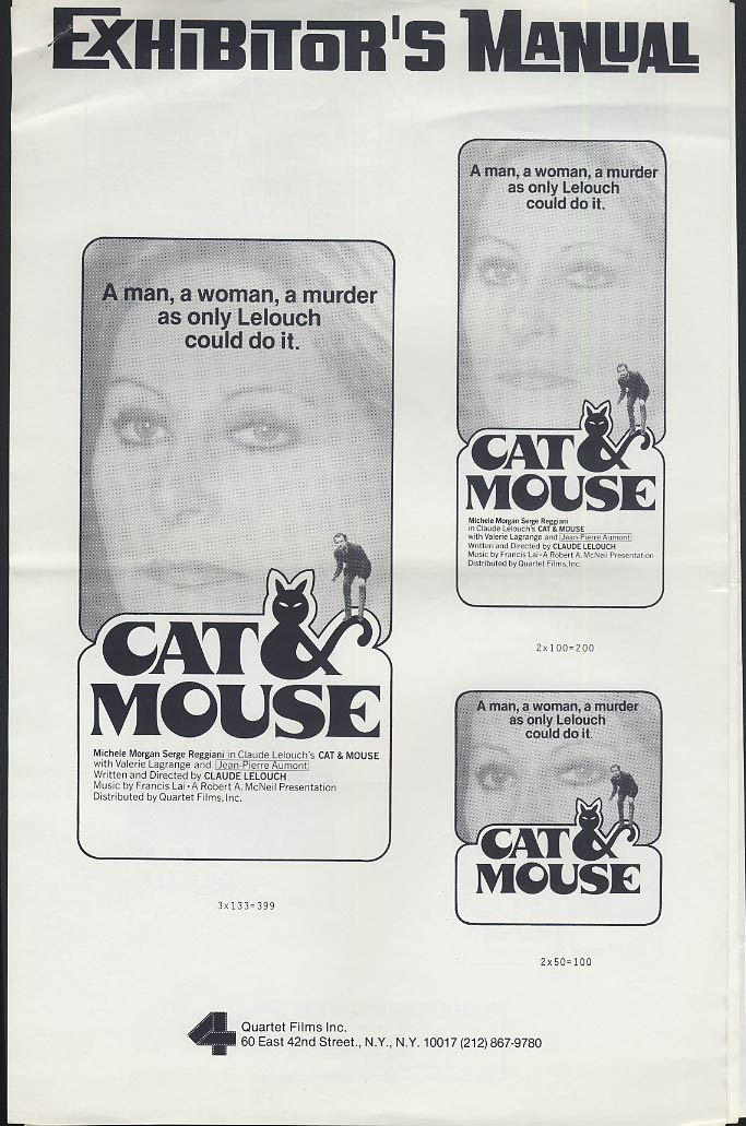 Image for Claude Lelouch's Cat & Mouse advertising mats 1975