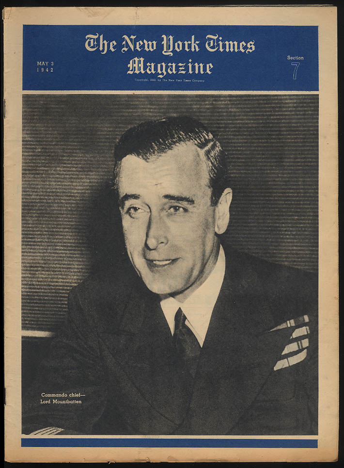 Image for NY TIMES MAGAZINE 5/3 1942 Lord Mountbatten; Inside Germany?
