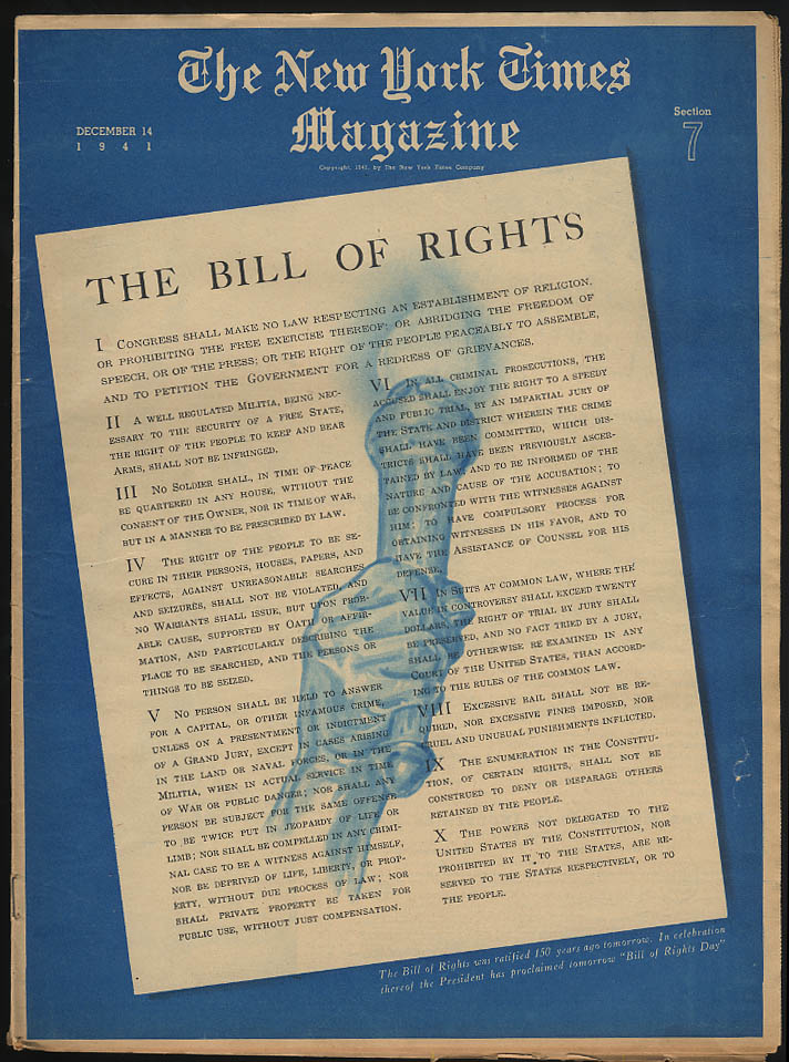 Image for NY TIMES MAGAZINE 12/14 1941 FDR Commander-in-Chief; Japanese Fatalism; US Navy
