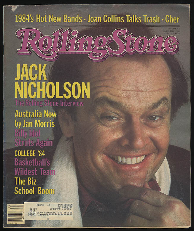Image for ROLLING STONE 3/29 1984 Jack Nicholson Joan Collins Billy Idol Cher Houston Hoop