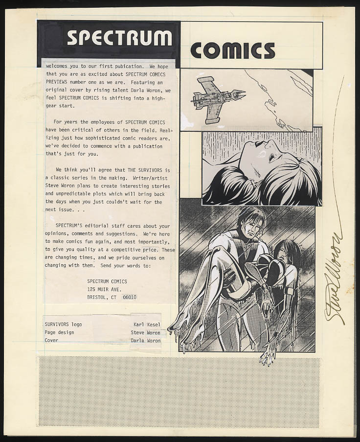 Image for SIGNED Steve Woron original comic book art 1st issue of Spectrum Comics 1984