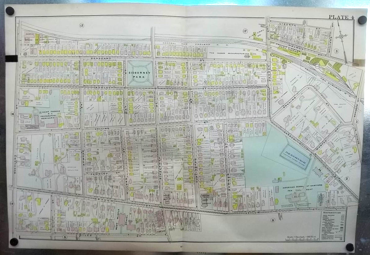 1909 Hartford CT Map School for Deaf; Veeder; Frayer & Foster