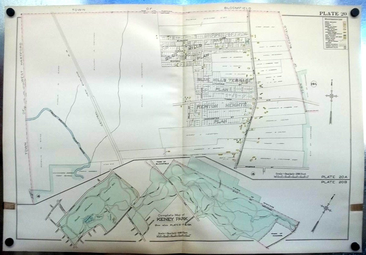 Image for 1909 Hartford CT Map: Keney Park; Watkinson Farm School; Blue Hills Terrace +