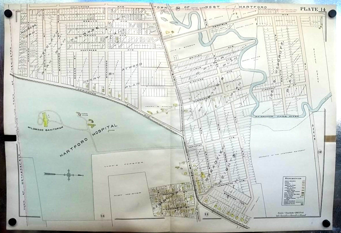 Image for 1909 Hartford CT Map: Hospital; Wildwood Sanitorium; Broadview Heights +
