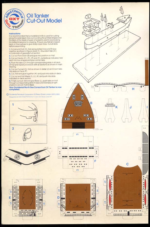 Image for Allied Chemical OXY Getty Thomson Oil Tanker Cut-Out Model ca 1977
