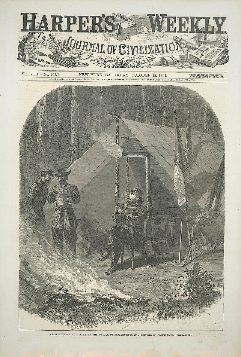 Image for Maj Gen Butler after battle sketch Waud Harper's 1864